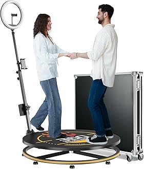 360 Photo Booth Machine with Flight Case for Parties,RGB,PhotoBooth Chacktok VIP,Software APP Remote Automatic Slow Motion Rotating 360 Video Camera Booth for 2-3 People