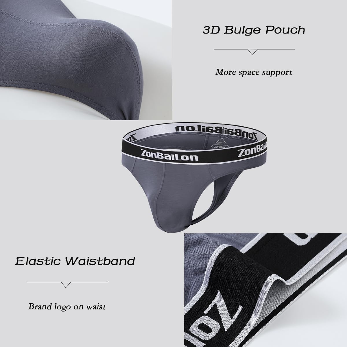 ZONBAILON Men's Thongs Sexy Man G-String Butt Flaunting T-Back Underwear Pouch - Image 2