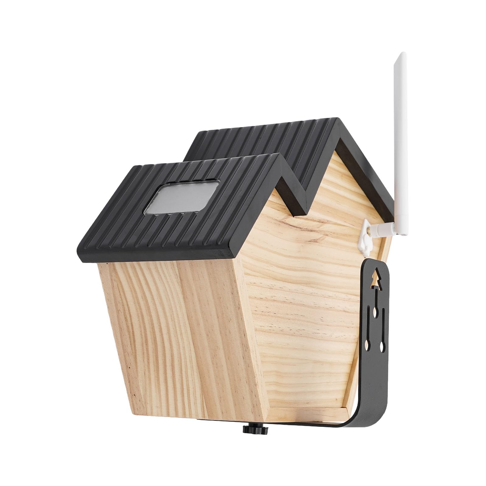 Casa de pájaros inteligente de madera con cámara, nido de pájaros alimentado por energía solar con detección de IA, nido con cámara de caza HD, visión nocturna, resistente a la intemperie