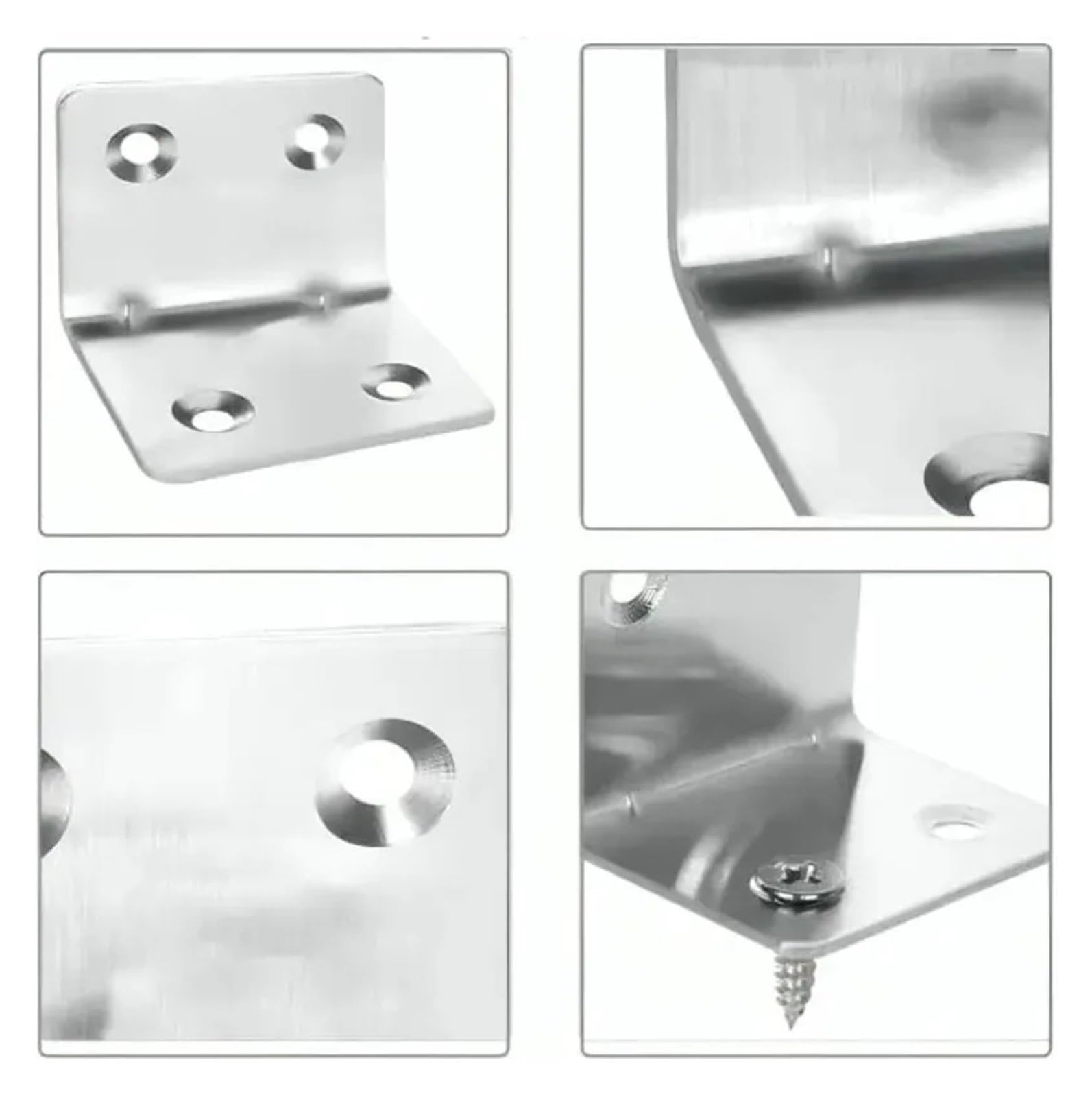 Edelstahl-Eckwinkel, 90 Grad, L-förmig, rechtwinklig, feste Klammerbefestigung for Holzmöbel, Bettgestell, Schrank Geeignet zur Möbelbefestigung(20PCS-(6 Holes))