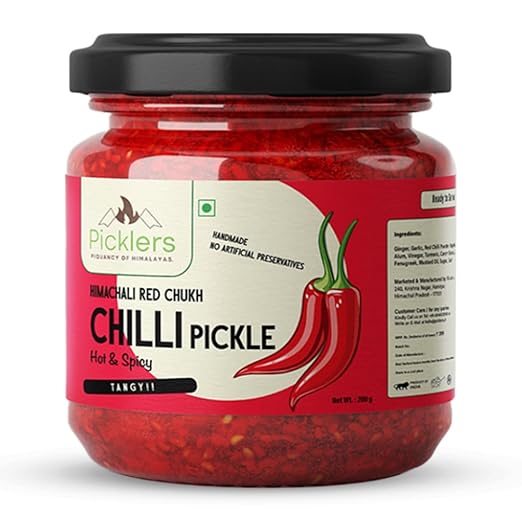 Picklers - Red Chilli Pickle | No Artifical Preservatives | Chamba Chukh| Traditional Himachali Recipe Red Chilli achar | Lal Mirch Achar |No artifical preservatives | Red Mirchi Pickles | 200 gm