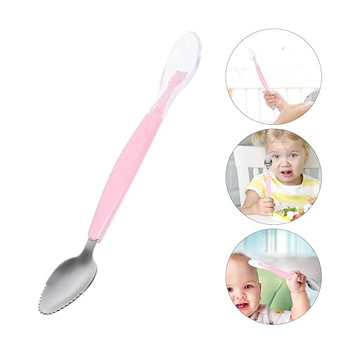 Miniatura 6 de Toddmomy 1 cuchara de doble cabeza para bebé cuchara de silicona para raspar frutas de bebé cuchara de alimentación cuchara de entrenamiento juego