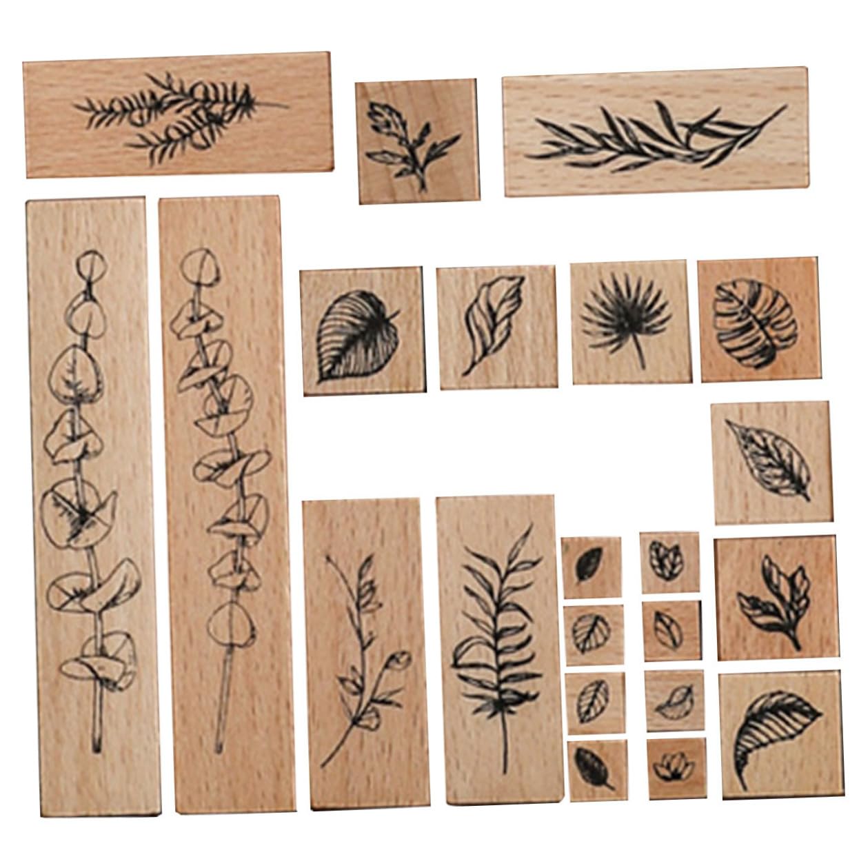 DOITOOL 4 Juegos Juego de focas de plantas mini sellos suministros de diario almohadillas para decoración sello de madera retro álbum de recortes herramienta de bricolaje