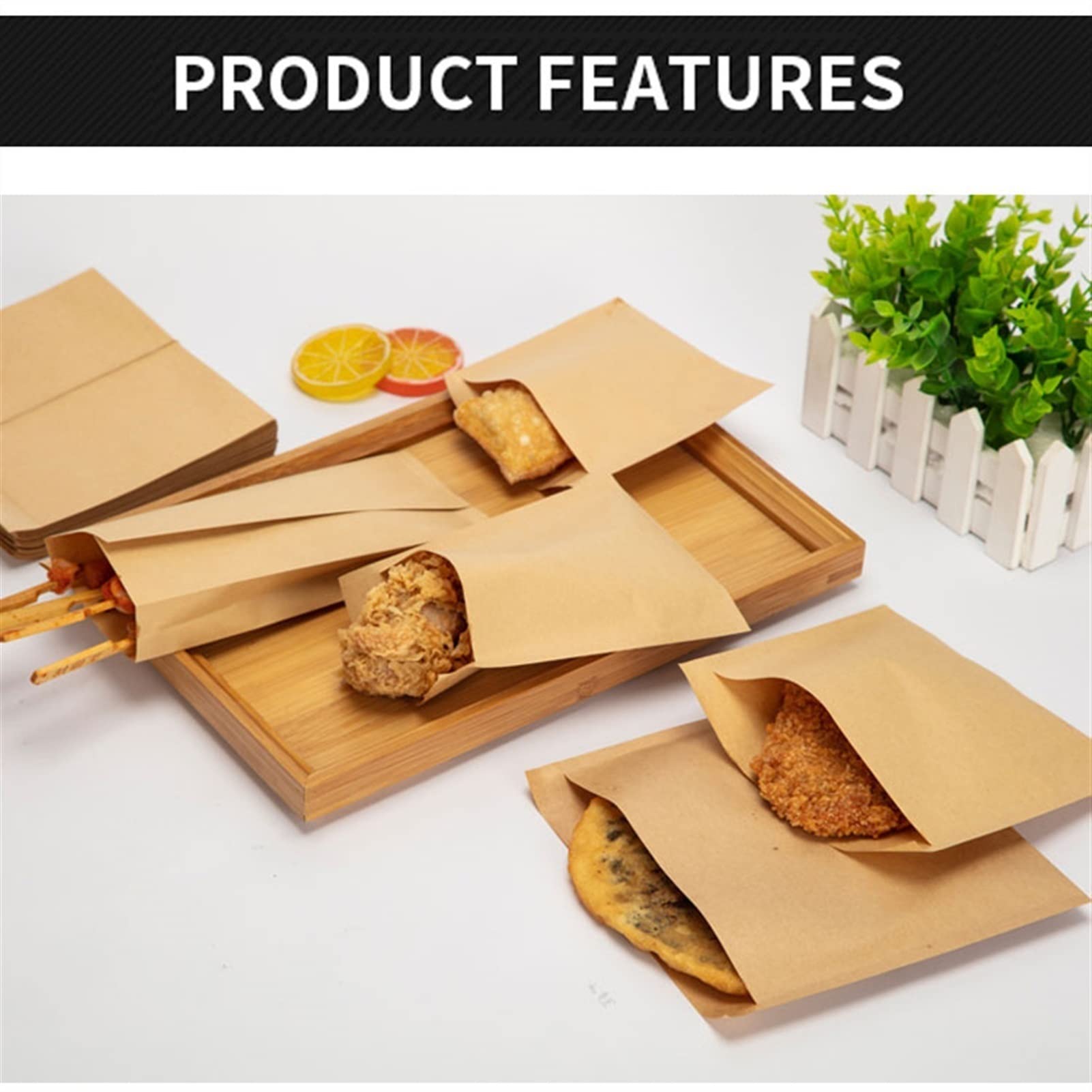 Bolsas de Pan con Ventana, Bolsas de Papel Kraft antigrasa for sándwiches y Productos de panadería, Abiertas, en Varios tamaños(20 * 15cm 600PCS)