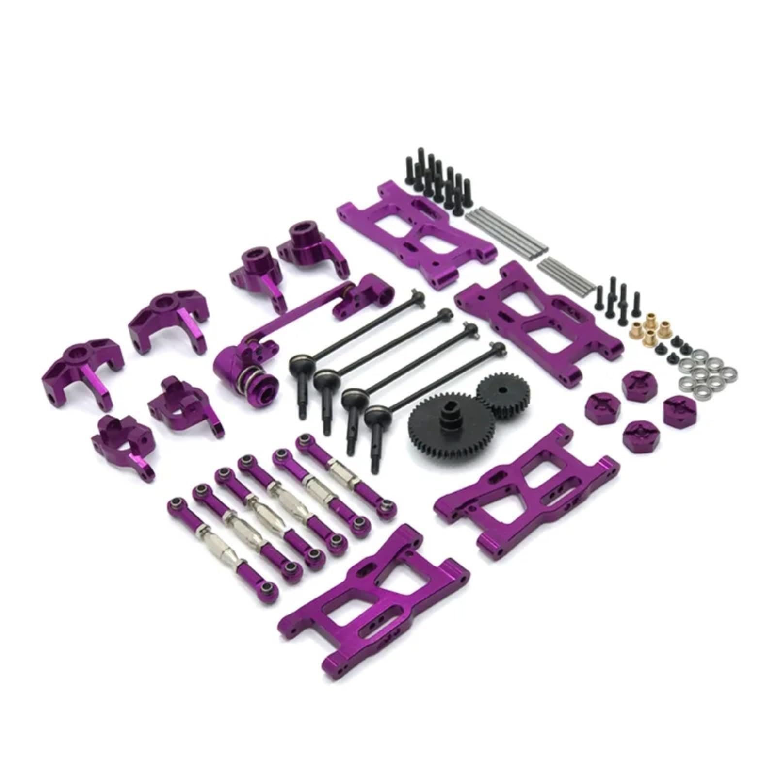 RC Upgrade Accessories for Wltoys 1/12 124016 124017 124018 124019 1/14 144010 144001 144002 Metal Drive Shaft Pull Rod for Swing Arm Steering Cup Gear RC Car Upgrade Kit(Purple)