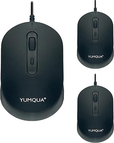 YUMQUA Ratón de computadora con cable a granel, silencioso óptico USB con cable a granel para computadora portátil, Chromebook, negro