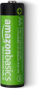 Amazon Basics 16-Pack Rechargeable AA NiMH Batteries, 2000 mAh, 1.2V, Low Self Discharge, Pre-Charged, Recharge up to 1000x Times