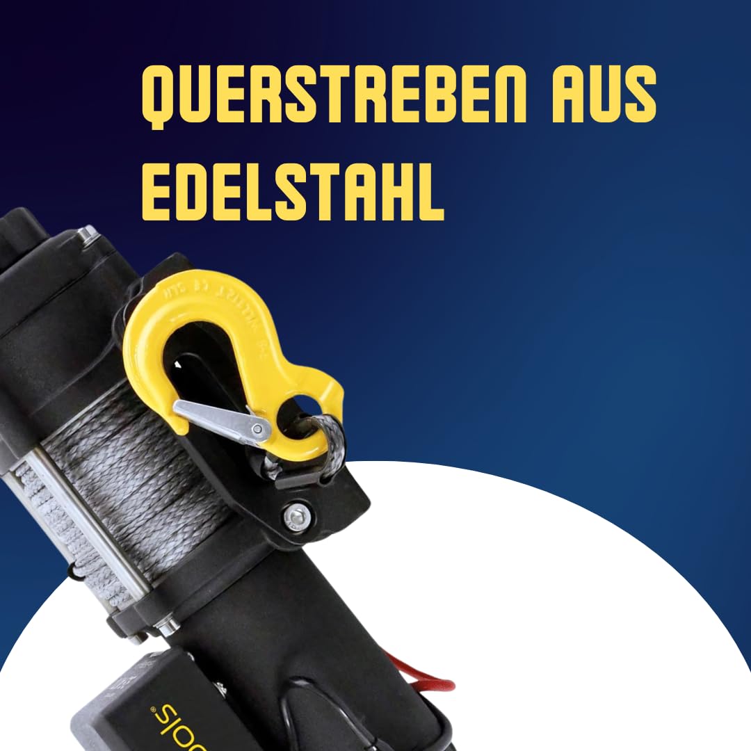 Horntools Seilwinde Gamma, 1,6 Tonnen ATV, Querstreben aus Edelstahl, Heckwindensystem (Stahlseil, 12 Volt)