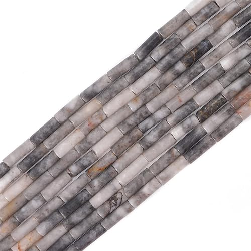 BEADIA Granos de tubo de ojo de águila natural, cilindro, 0.157x0.512 in, 15.0 in, cuentas de piedra para la fabricación de joyas