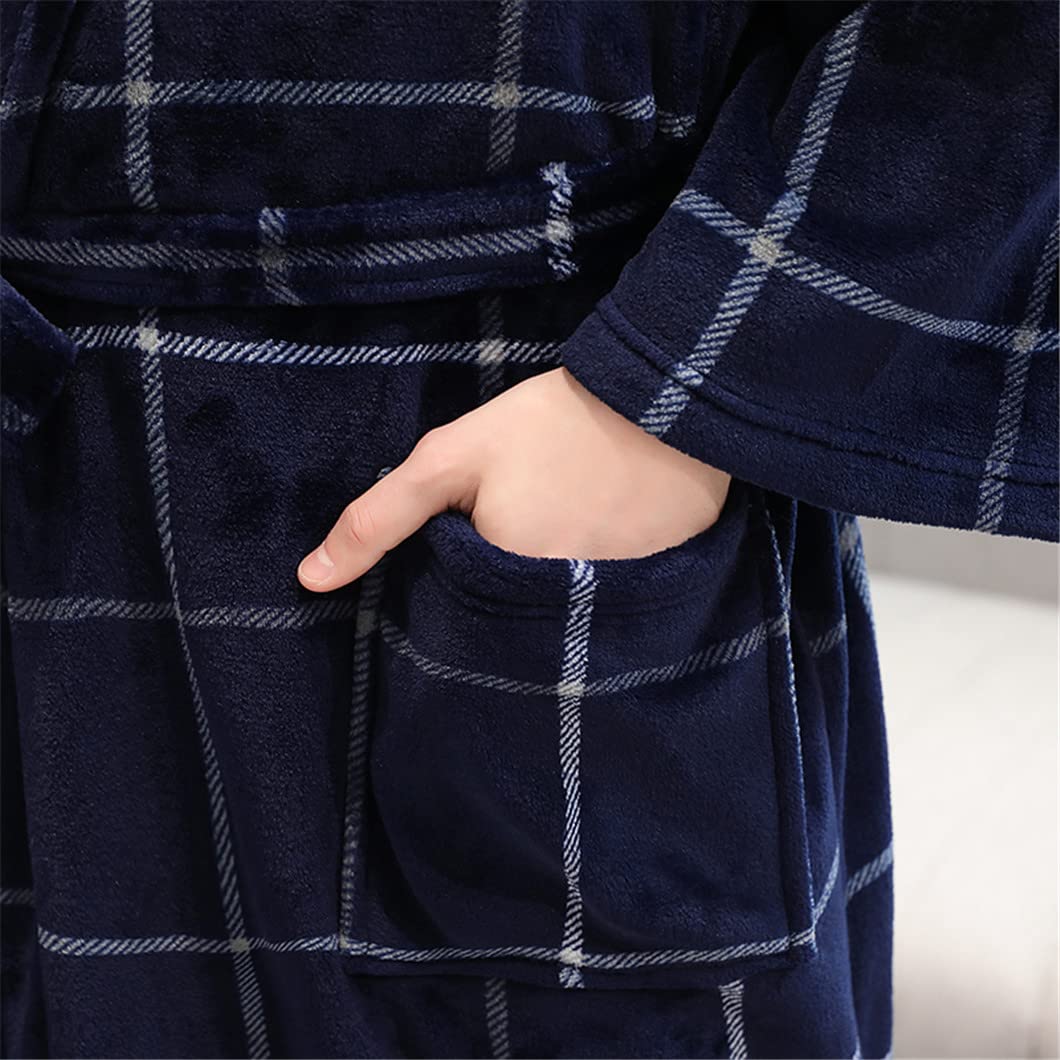 keusyoi Męski ciepły flanelowy szlafrok męski zimowy koralowy polarowy szlafrok kąpielowy nocna bielizna nocna damski szlafrok szlafroki plus size