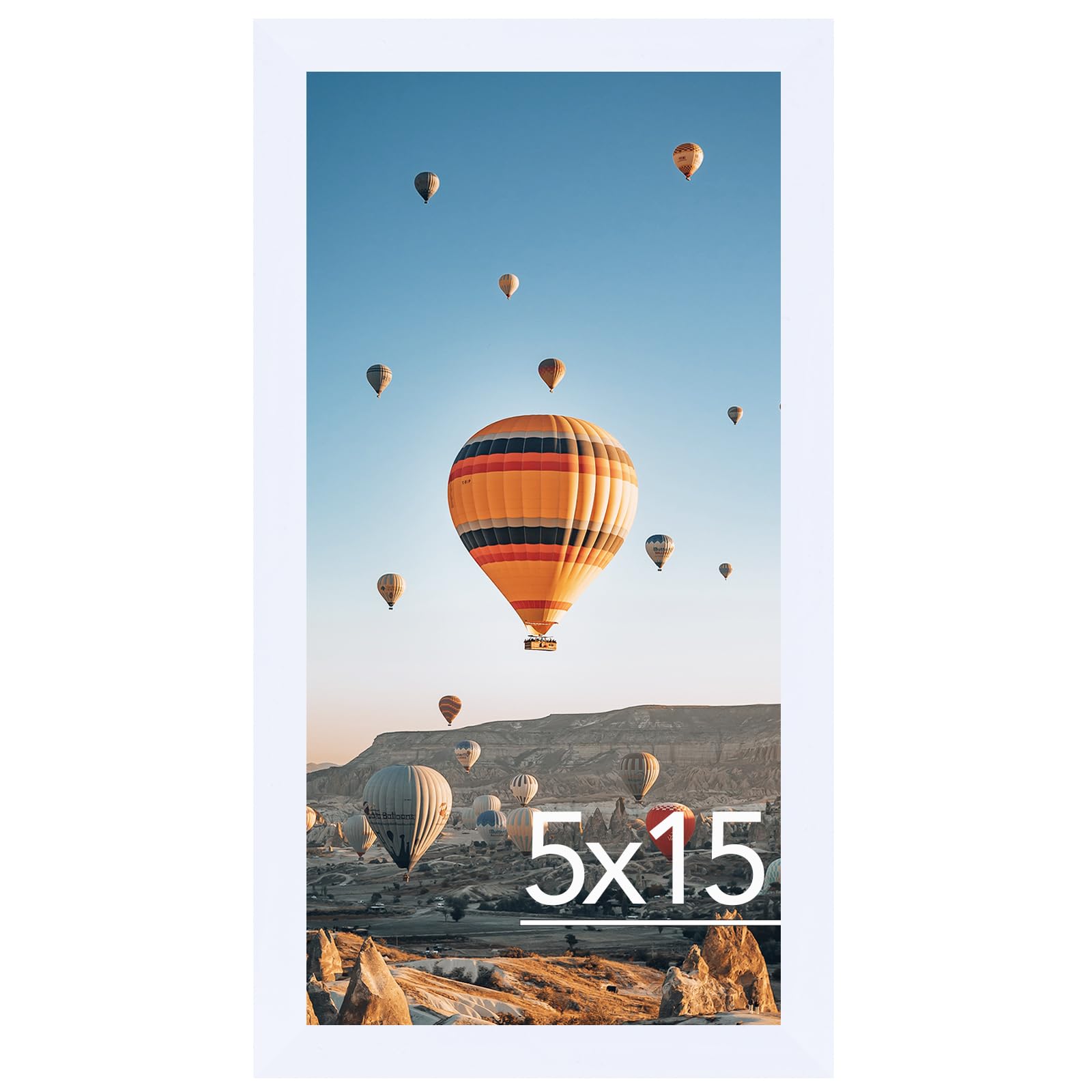 JCJMY 5x15 Picture Frame White for Wall Hanging, Wall Mounting Horizontally or Vertically, 5 x 15 Wall Gallery Poster Photo Frame with Shatter Resistant Plexiglass, White