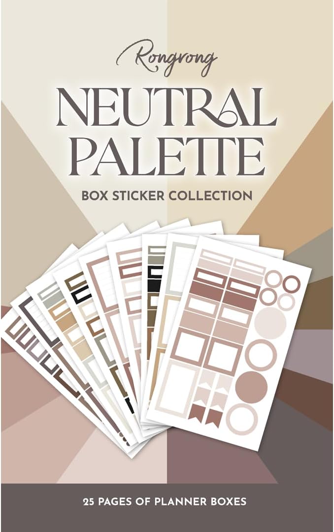 Rongrong Neutral Palette Functional Planner Stickers Book for Planners, Calendars, Journals – Elevate Your Planner's Functionality – Scrapbook Accessories – 25 Pages