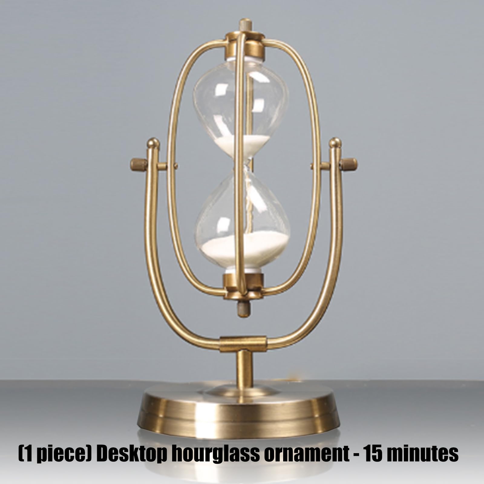 Reloj de arena de metal de 15 minutos y 30 minutos, opción silenciosa, decoración de vidrio de tiempo de escritorio