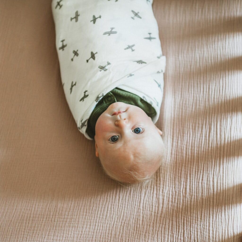 Little Unicorn Muslin Swaddle Blanket for Newborns & Infants | Soft & Breathable Fabric | Baby Blanket for Swaddling, Nursing, Shower Gifts (Pewter Planes)
