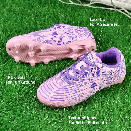Kids Soccer Cleats Boys Girls Trainning Football Shoes for Little/Big Kid Outdoor Indoor Firm Ground Athletic Turf Lace up4