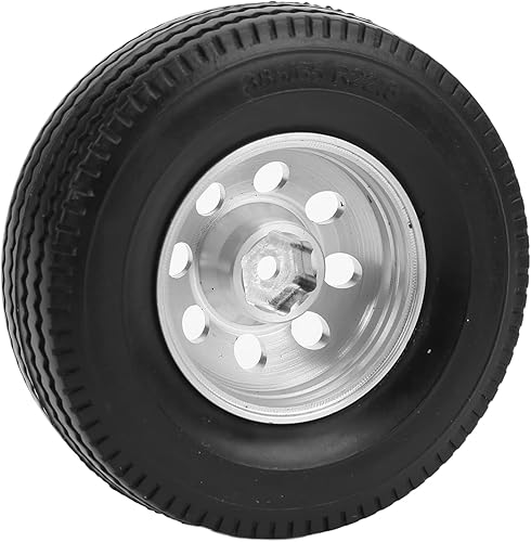 Neumáticos de coche RC, 2 piezas de llantas de metal CNC y kit de neumáticos de goma para camión tractor 114 RC coche