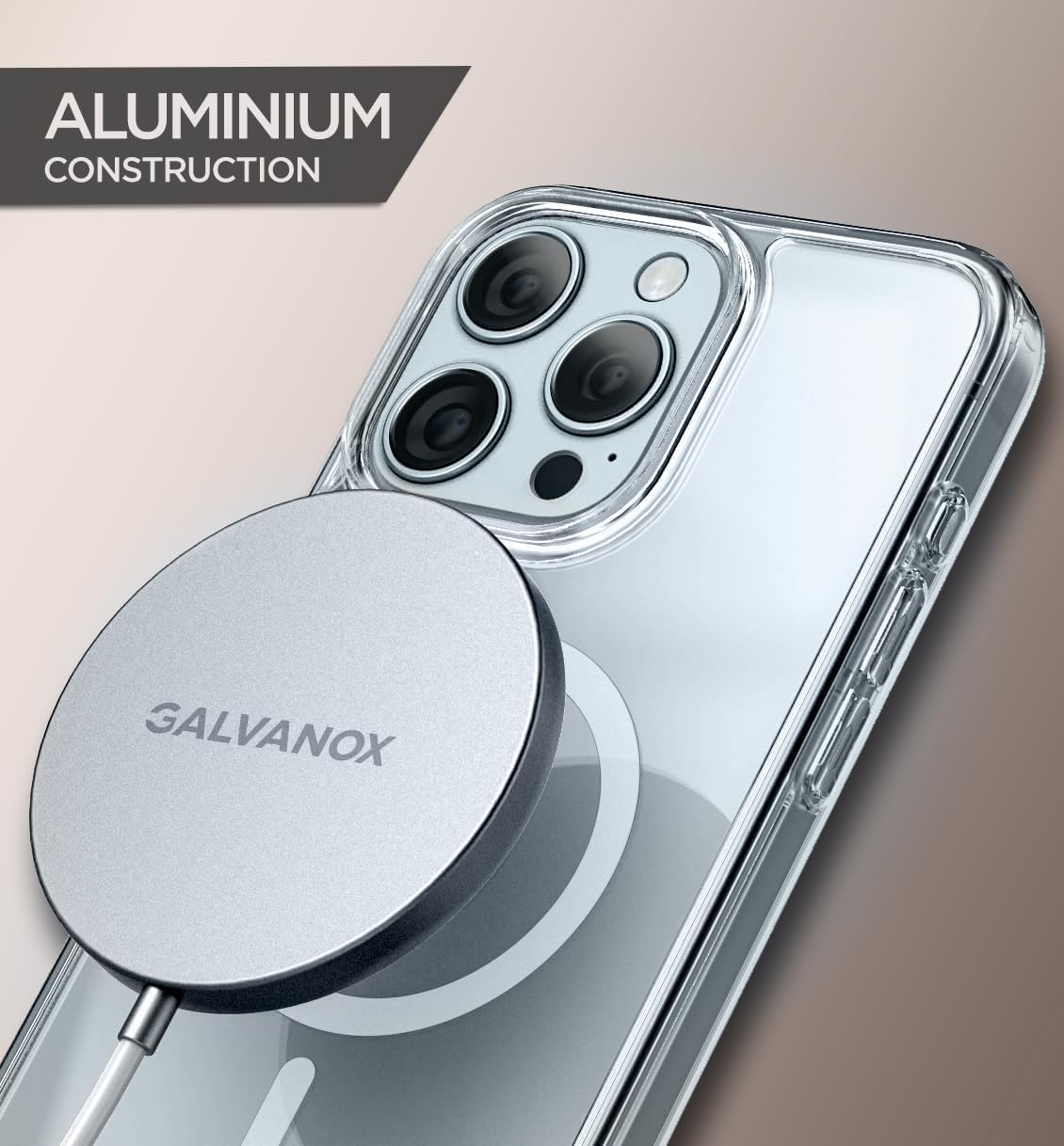 Galvanox Bezprzewodowa ładowarka z bardzo długim przewodem do iPhone'a - 3 m (kompatybilna z MagSafe), magnetyczna podkładka do szybkiego ładowania (15 W) z kablem 3 m (biała)