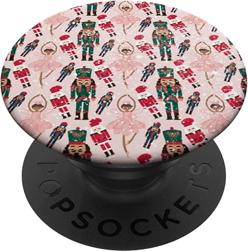 Feliz Navidad Preppy Rosa Bailarina Navidad Cascanueces Estampado PopSockets Estándar PopGrip