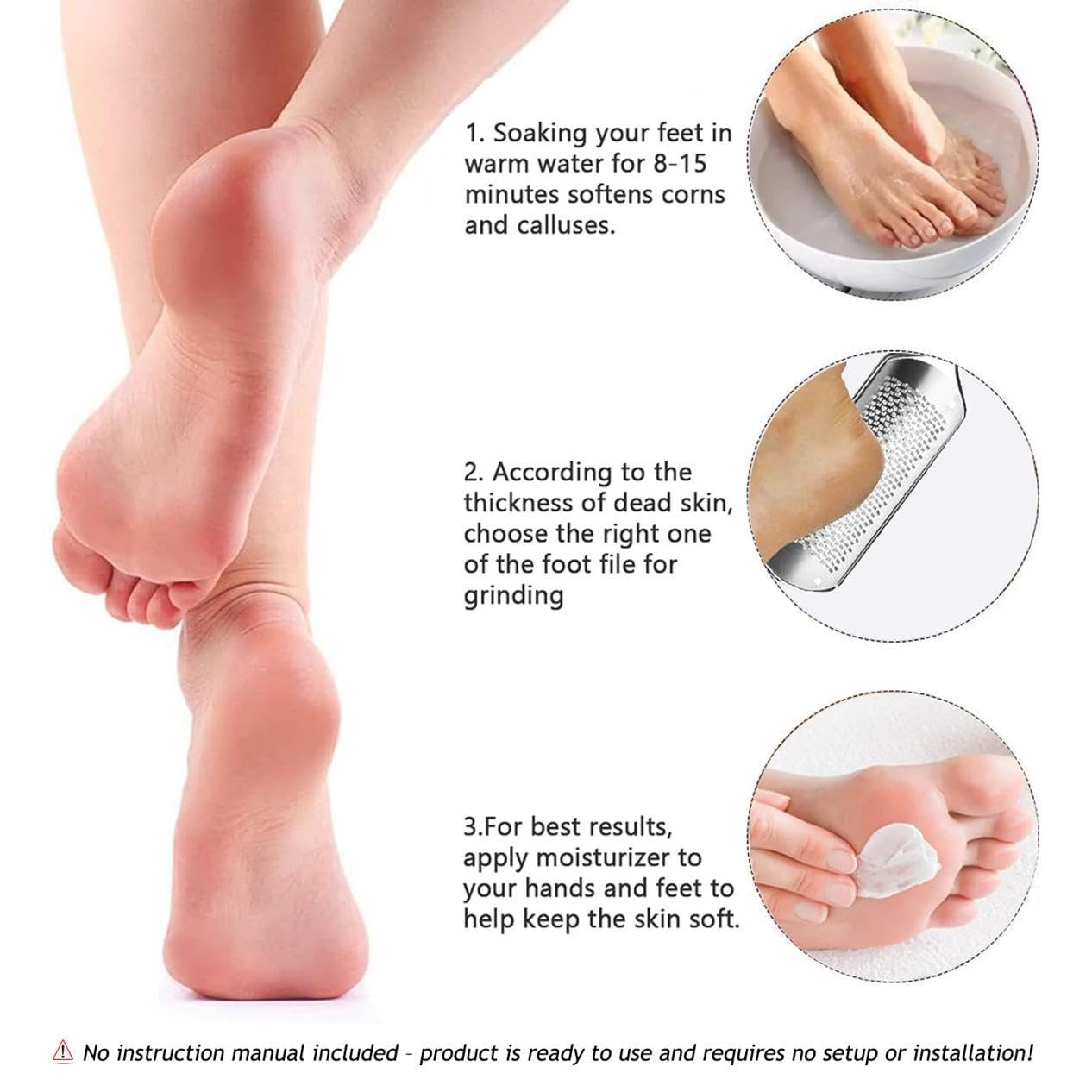 Antonki Foot File 2-in-1 Double Sided Callus Remover Metal Pedicure - View #9