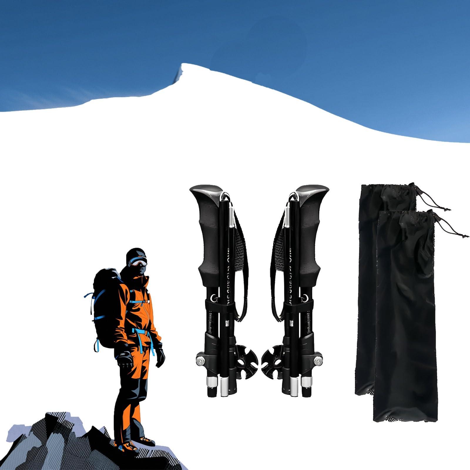 1 para kijków trekkingowych - składane kijki trekkingowe dla mężczyzn i kobiet, ze stopu aluminium, idealne na wędrówki i osoby starsze.