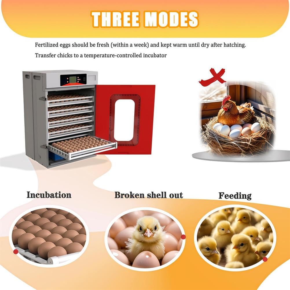 Incubadora digital automática de huevos, capacidad de 400 huevos con control de temperatura y rodillo de giro de 360° para incubar pollo, pato, ganso, codorniz