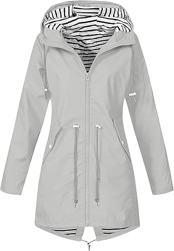 OIOLOYJM Yellow Rain Jacket Womens Waterproof with Hood Light Weight Jackets for Women Casual Fall Winter Plus Size Raincoat