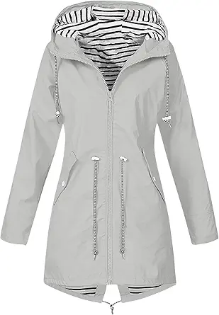 OIOLOYJM Yellow Rain Jacket Womens Waterproof with Hood Light Weight Jackets for Women Casual Fall Winter Plus Size Raincoat