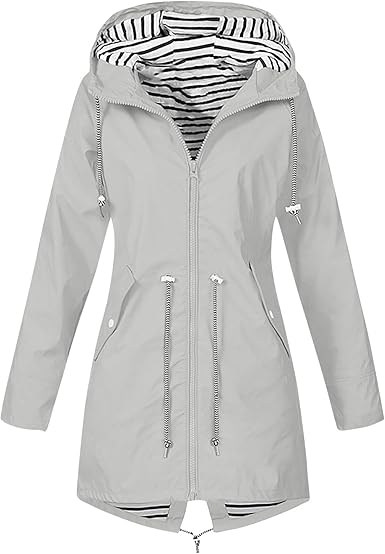 OIOLOYJM Yellow Rain Jacket Womens Waterproof with Hood Light Weight Jackets for Women Casual Fall Winter Plus Size Raincoat