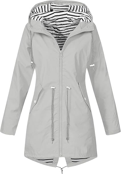 OIOLOYJM Yellow Rain Jacket Womens Waterproof with Hood Light Weight Jackets for Women Casual Fall Winter Plus Size Raincoat