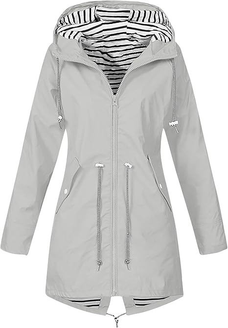 OIOLOYJM Yellow Rain Jacket Womens Waterproof with Hood Light Weight Jackets for Women Casual Fall Winter Plus Size Raincoat