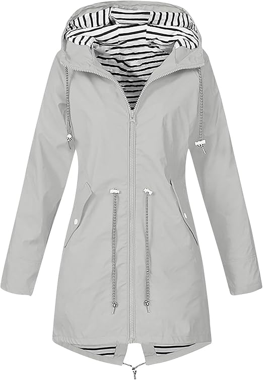 OIOLOYJM Yellow Rain Jacket Womens Waterproof with Hood Light Weight Jackets for Women Casual Fall Winter Plus Size Raincoat