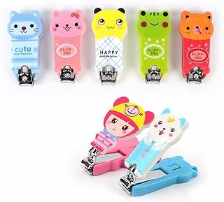 قصافة أظافر بمقبض بلاستيكي ومقص مطبخ بتصميم لطيف للأطفال (عبوة من قطعة واحدة - ألوان متعددة)