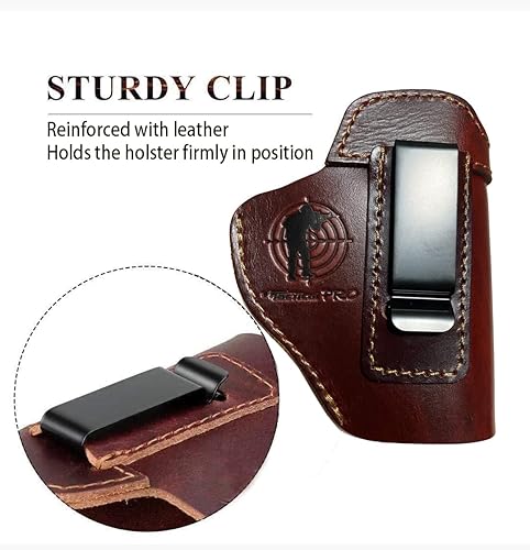 Miniatura 5 de Funda de piel auténtica IWB para pistola Glock 17 19 26 43XSig P365SD9VE SW9VESpringfield Hellcat XDSTaurus G2C G3CM&P 0.354 in Shield y pistolas de