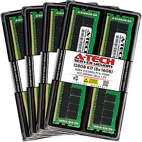 Image of A-Tech 128GB Kit (8x16GB) DDR4 2133MHz PC4-17000 ECC RDIMM 2Rx4 Dual Rank 1.2V ECC Registered DIMM 288-Pin Server & Workstation RAM Memory Upgrade Modules (A-Tech Enterprise Series)