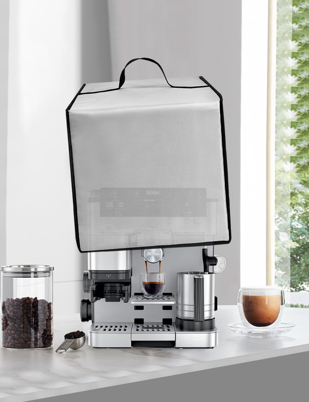 Housse pour machine à café goutte à goutte - Couvercle de machine à café de luxe - Couvercle intégré - Couvercle en nylon imperméable et antistatique - Compatible avec les machines à expresso Ninja