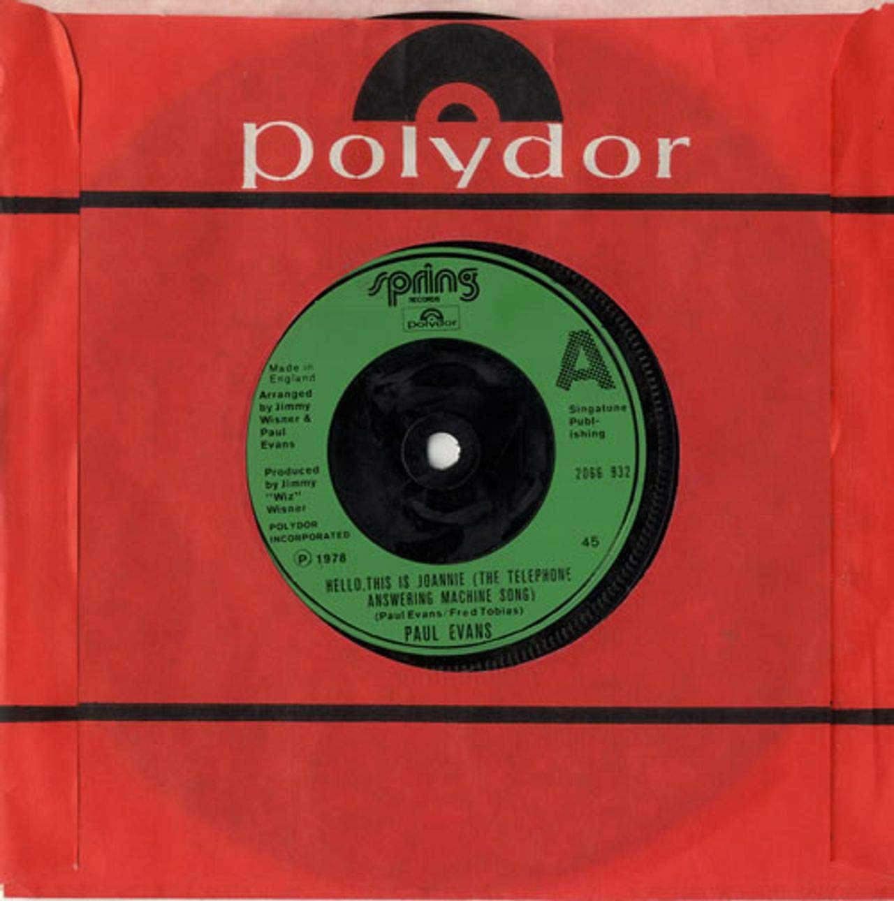 Paul Evans Hello This Is Joannie (The Telephone Answering Machine Song) Music