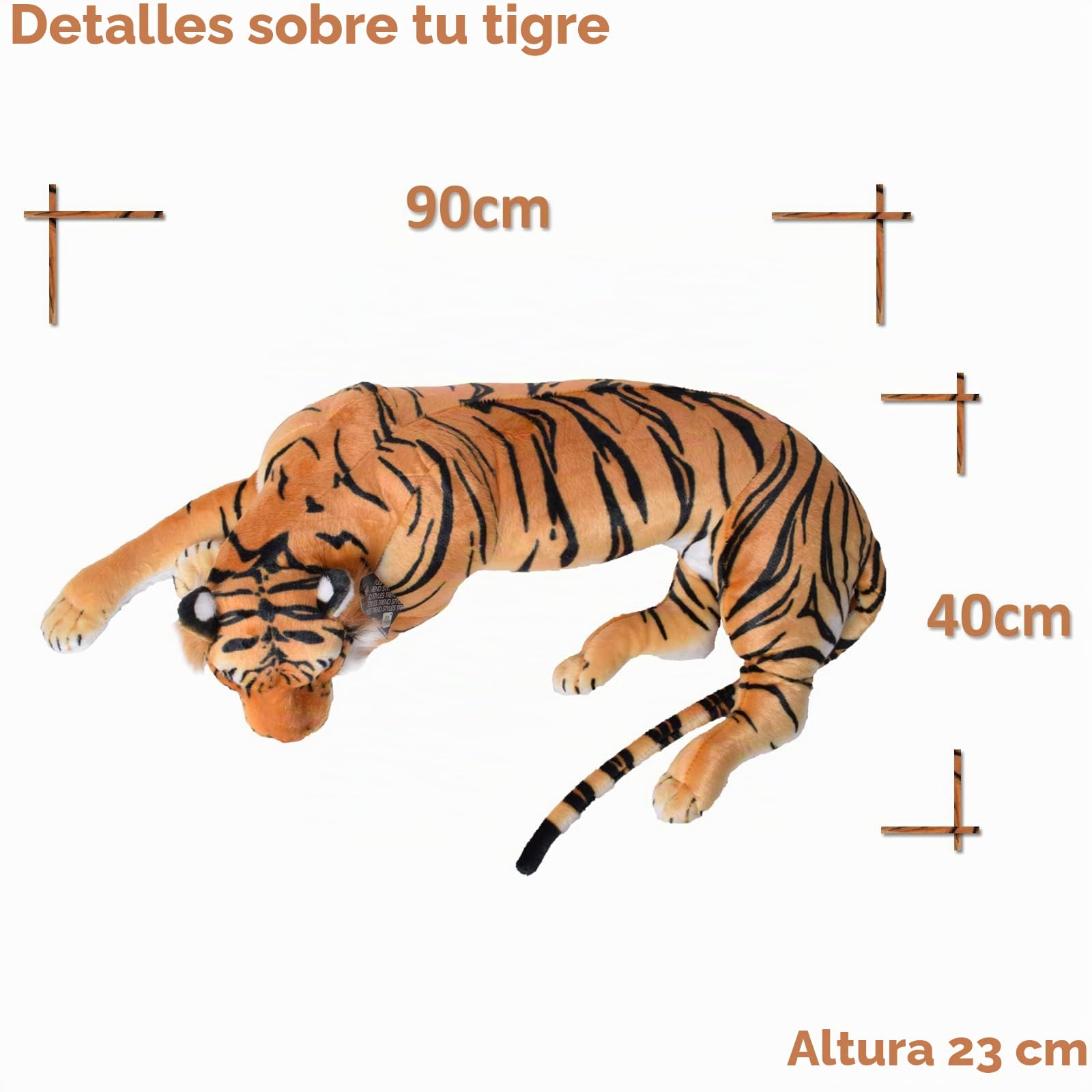 TE-Trend Peluche XXL de Tigre, 90 cm, Multicolor