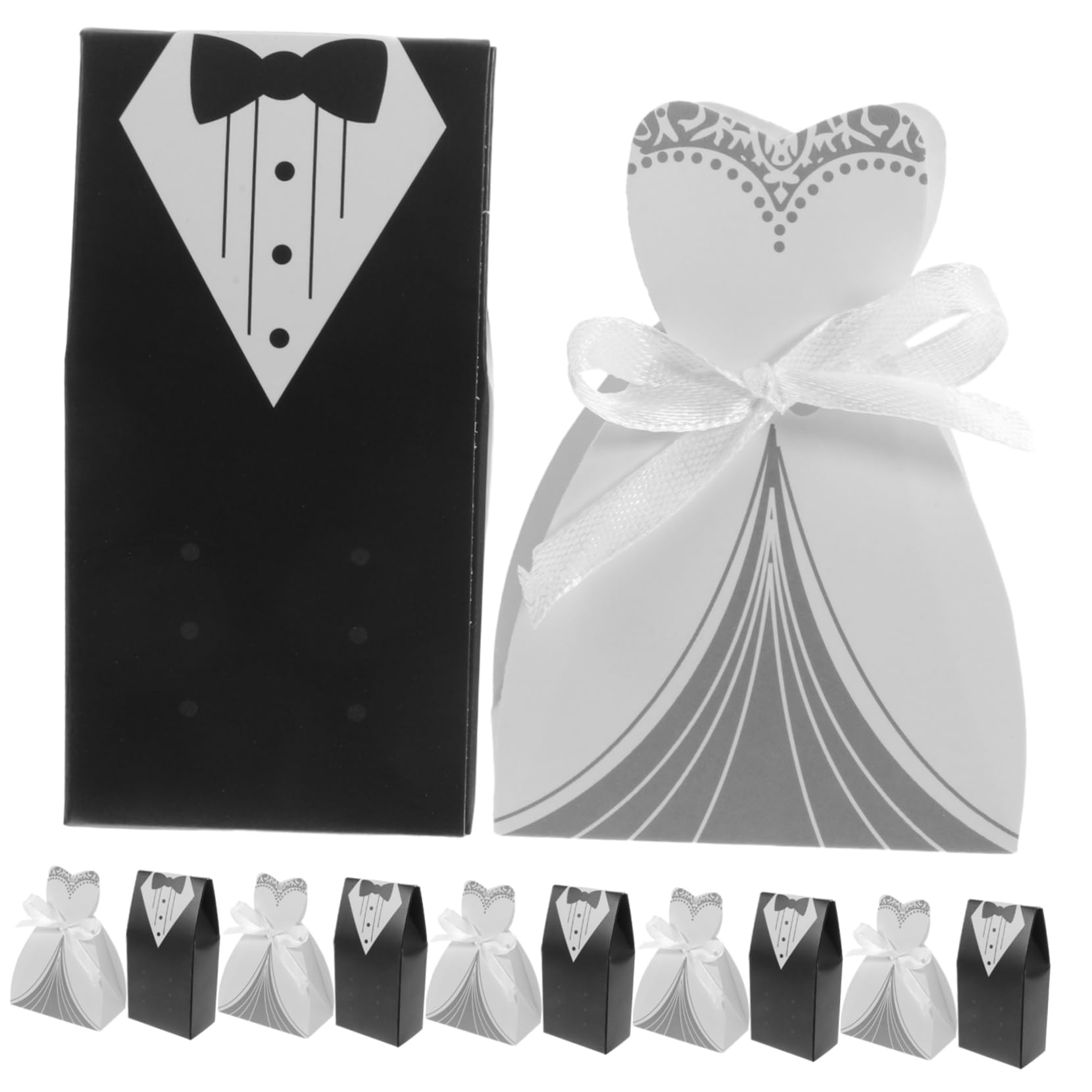 Scatole Regalo Matrimonio 100 Pezzi Bianco Nero per Confetti