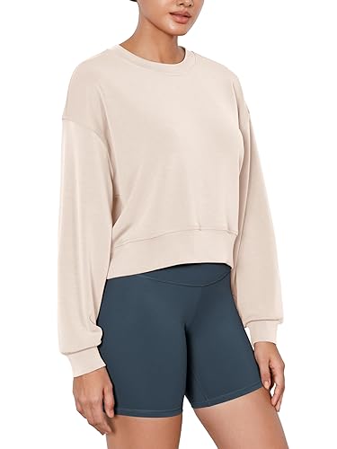ODODOS Modal Soft Long Sleeve Cropped Sweatshirts for Women Oversized