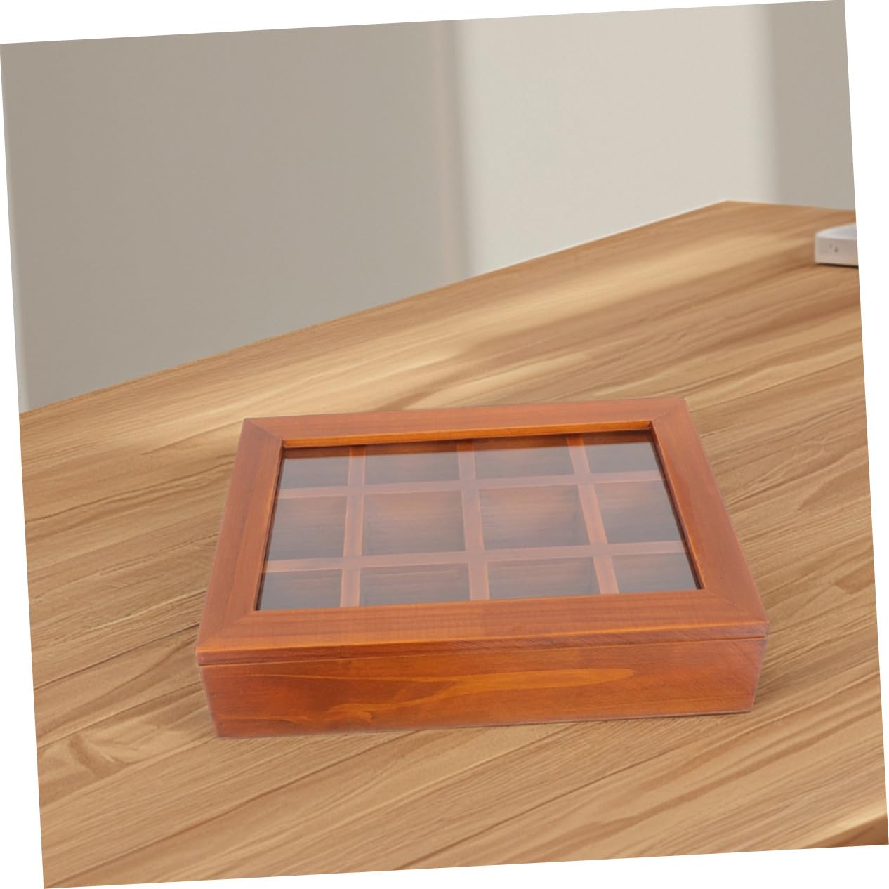 Sosoport Holz Teebeutelbox mit Sichtfenster und Fächeraufteilung für Lebensmittel Trockenfrüchte Obst und Snacks für Zuhause und Schreibtisch