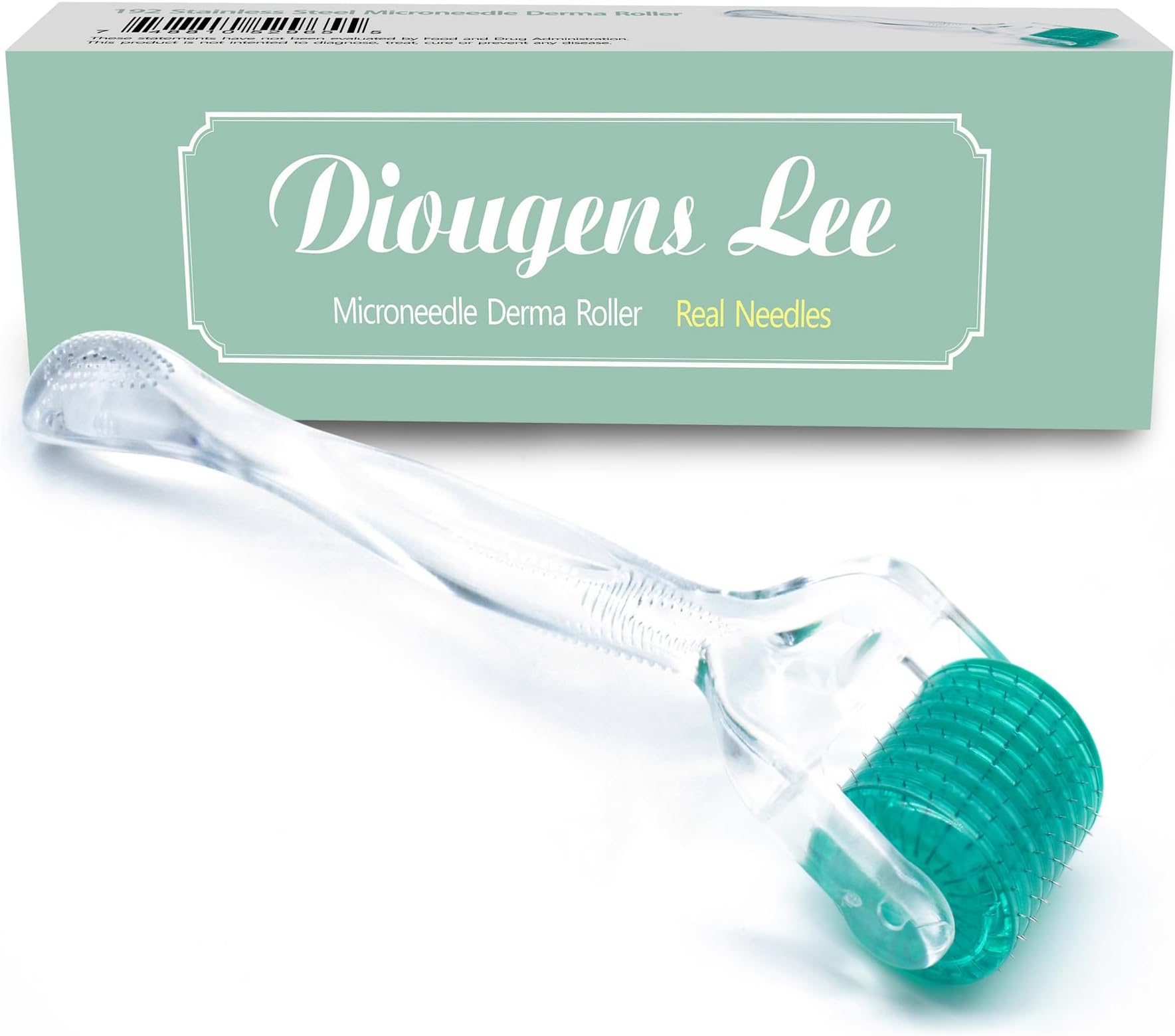 (192 0.5) - Derma Roller Real Needle - Diougens Lee 192 Stainless Steel Microneedling Roller for Glowing Skin & Hair Beard Growth - w/Storage Case