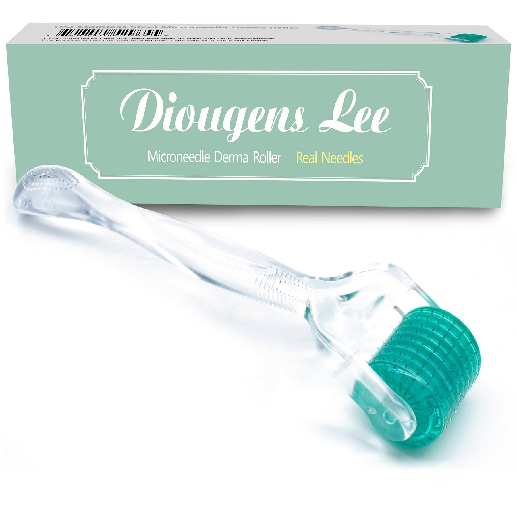 (192 0.5) - Derma Roller Real Needle - Diougens Lee 192 Stainless Steel Microneedling Roller for Glowing Skin & Hair Beard Growth - w/Storage Case