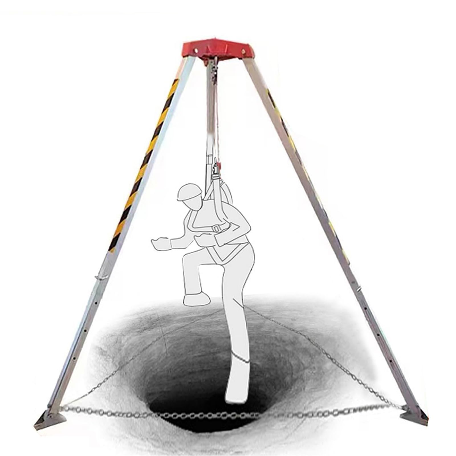 Générique Trépied de Sauvetage Extensible pour Trou d'homme, Support de trépied pour Espace confiné avec antichute/câble, Sauvetage dans Les égouts pour Caves à Eau/puits d'égout/Tunnels (treuil de 2