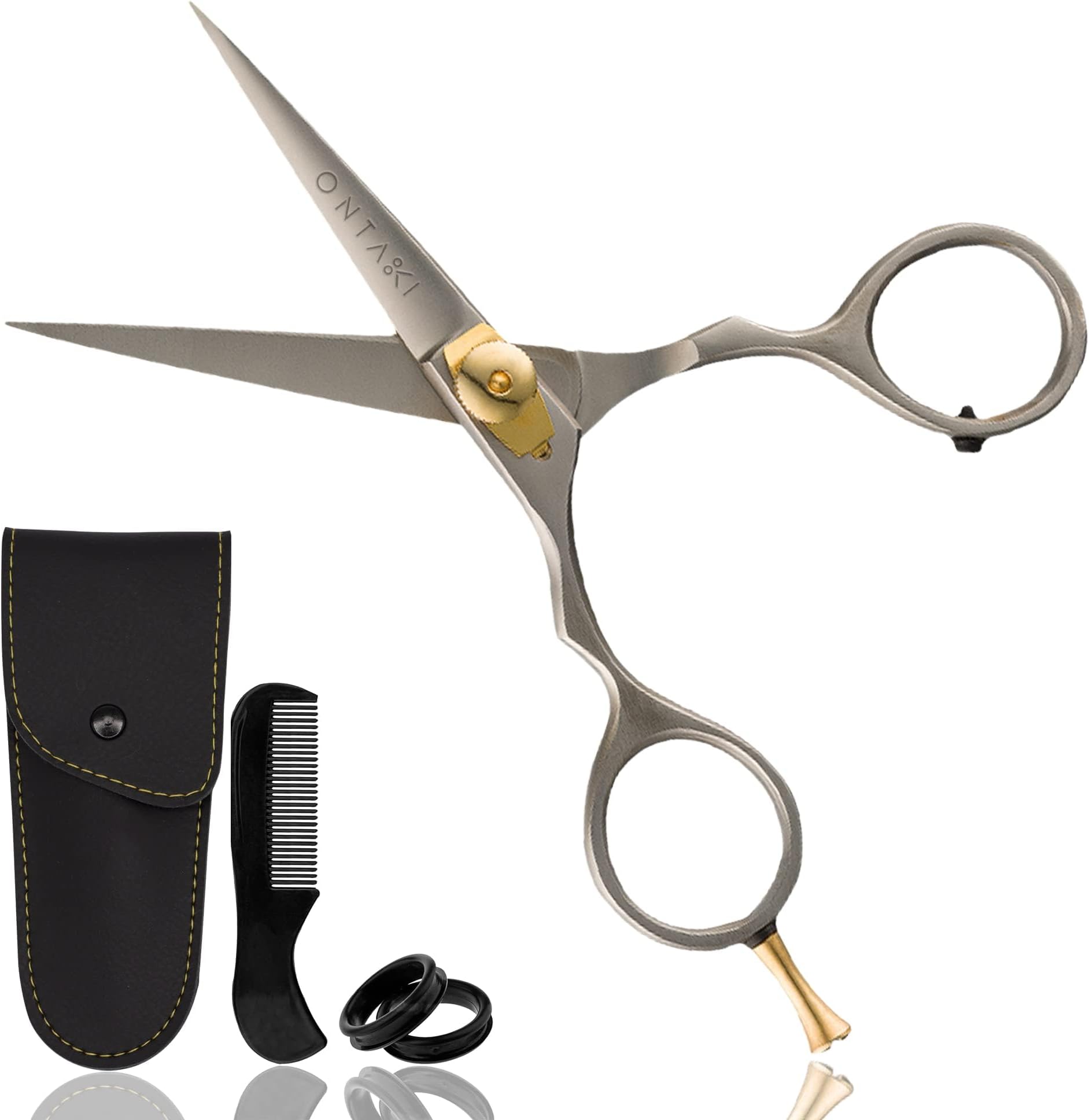 Buzz Barber Premium Professional 5 inches Japanese Steel Razor Edge Beard Mustache Hair Trimming Grooming Scissors Shears tool kit for Men