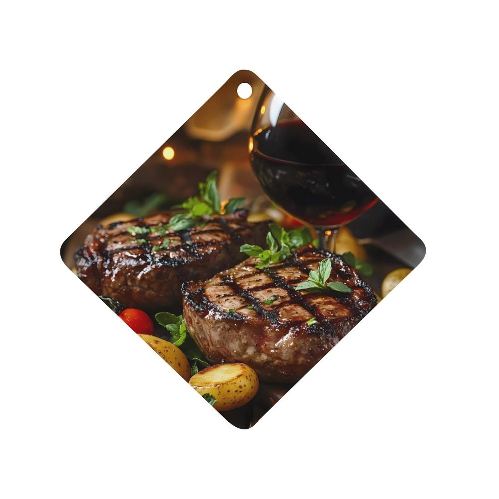 Steak Car Air Freshener Hanging Aromatherapy Tablets for Car Accessories Rhombus