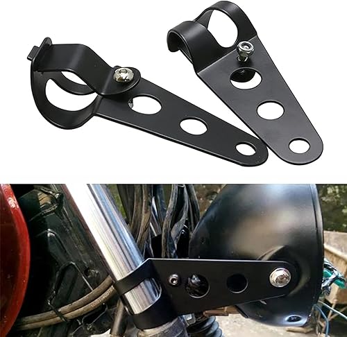 Anki HappiGo ANKIA Universal 33mm-43mm Monturas de Soporte de Faro de Motocicleta de Metal Modificado para Chopper Cafe Racer (Negro)