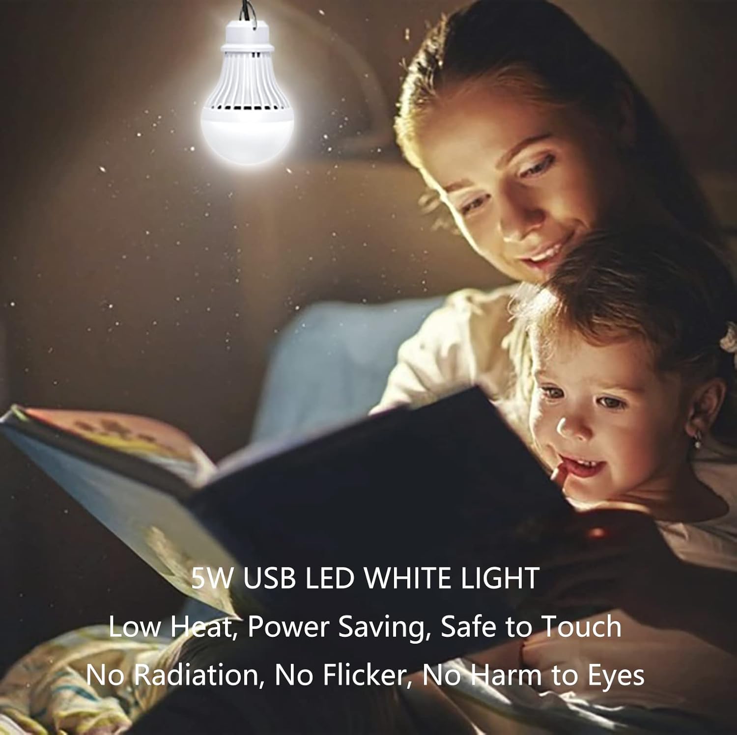 2 Pack USB LED Camping Light 5W, Portable LED Bulb for Garage Warehouse Car Truck Fishing Boat Outdoor Emergency Light Children Bed Room White