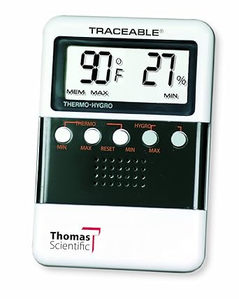 Thomas ABS Plastic Traceable Digital Humidity and Temperature Meter with 3/4 High LCD Display, 3-7/8 Length x 2-5/8 Width x 5/8 Thick
