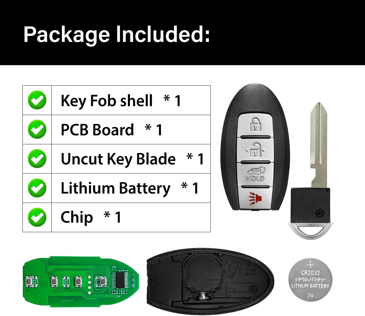Replacement for 2014 2015 2016 Nissan Rogue Key Fob Remote Control KR5S180144106 4 Buttons 433MHz - Image 6