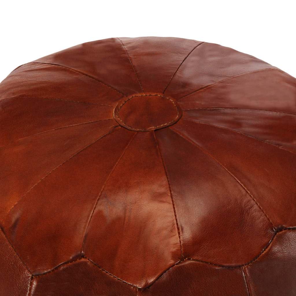 Pufa jasnobrązowa z prawdziwej koziej skóry 40 x 35 cm, ręcznie wykonana tapicerowana taboret i podnóżek, wygodna kostka do siedzenia do salonu, sypialni i przedpokoju